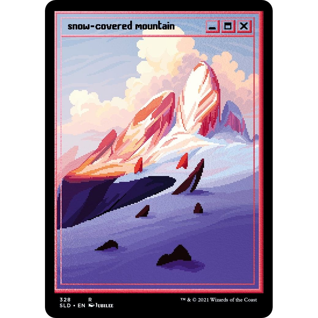 Image for Snow-Covered Mountain (PixelSnowLands.jpg) (Foil Etched) (328) (SLD) - Magic: The Gathering