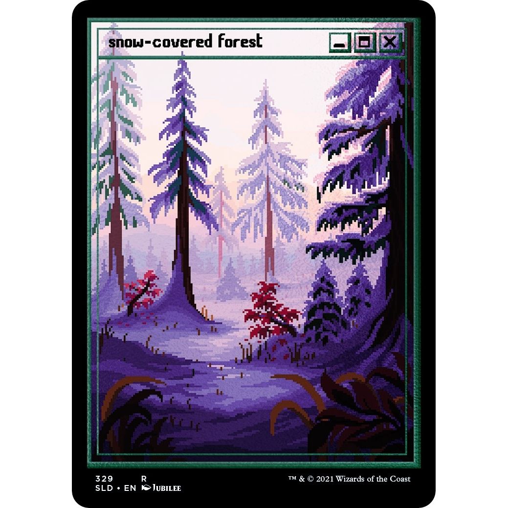 Image for Snow-Covered Forest (PixelSnowLands.jpg) (Foil Etched) (329) (SLD) - Magic: The Gathering