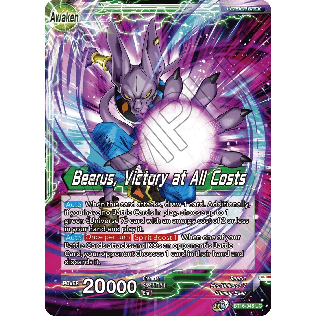 Image for Beerus // Beerus, Victory at All Costs (BT16-046) (DBS-B16) - Dragon Ball Super: Masters