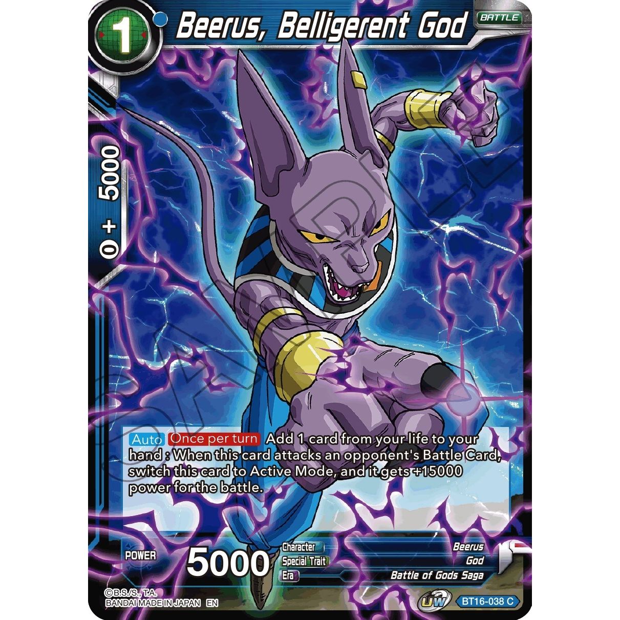 Image for Beerus, Belligerent God (BT16-038) (DBS-B16) - Dragon Ball Super: Masters