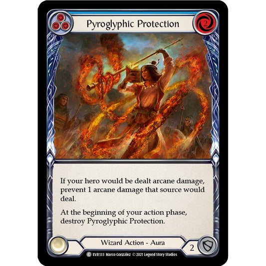 Image for Pyroglyphic Protection (Blue) (EVR133) (EVR) - Flesh and Blood TCG