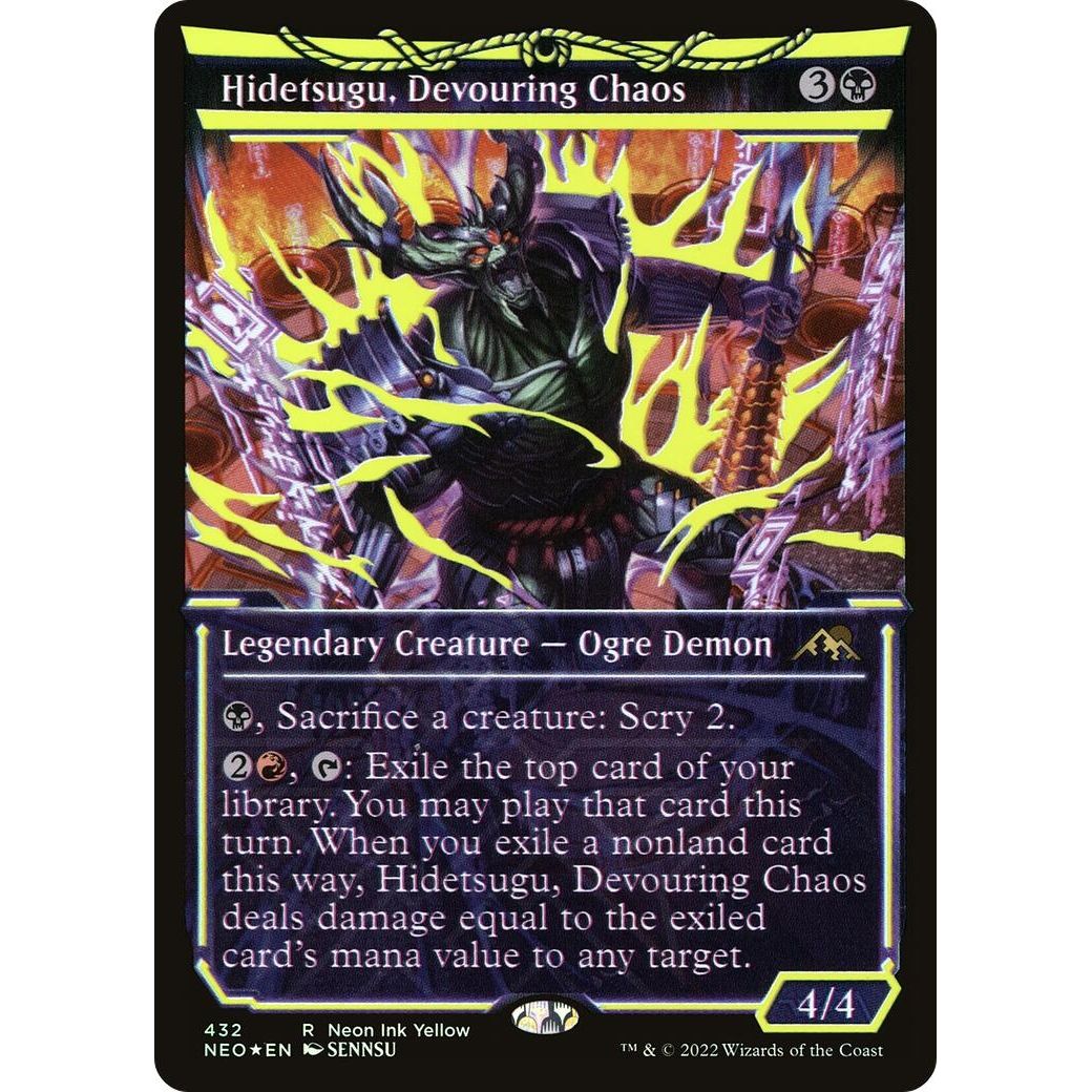 Image for Hidetsugu, Devouring Chaos (Neon Yellow) (WPN Exclusive) (432) (NEO) - Magic: The Gathering