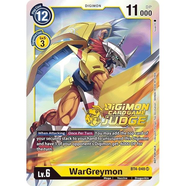 Image for WarGreymon (Judge Pack 1) (BT4-048 SR) (BT04) - Digimon Card Game