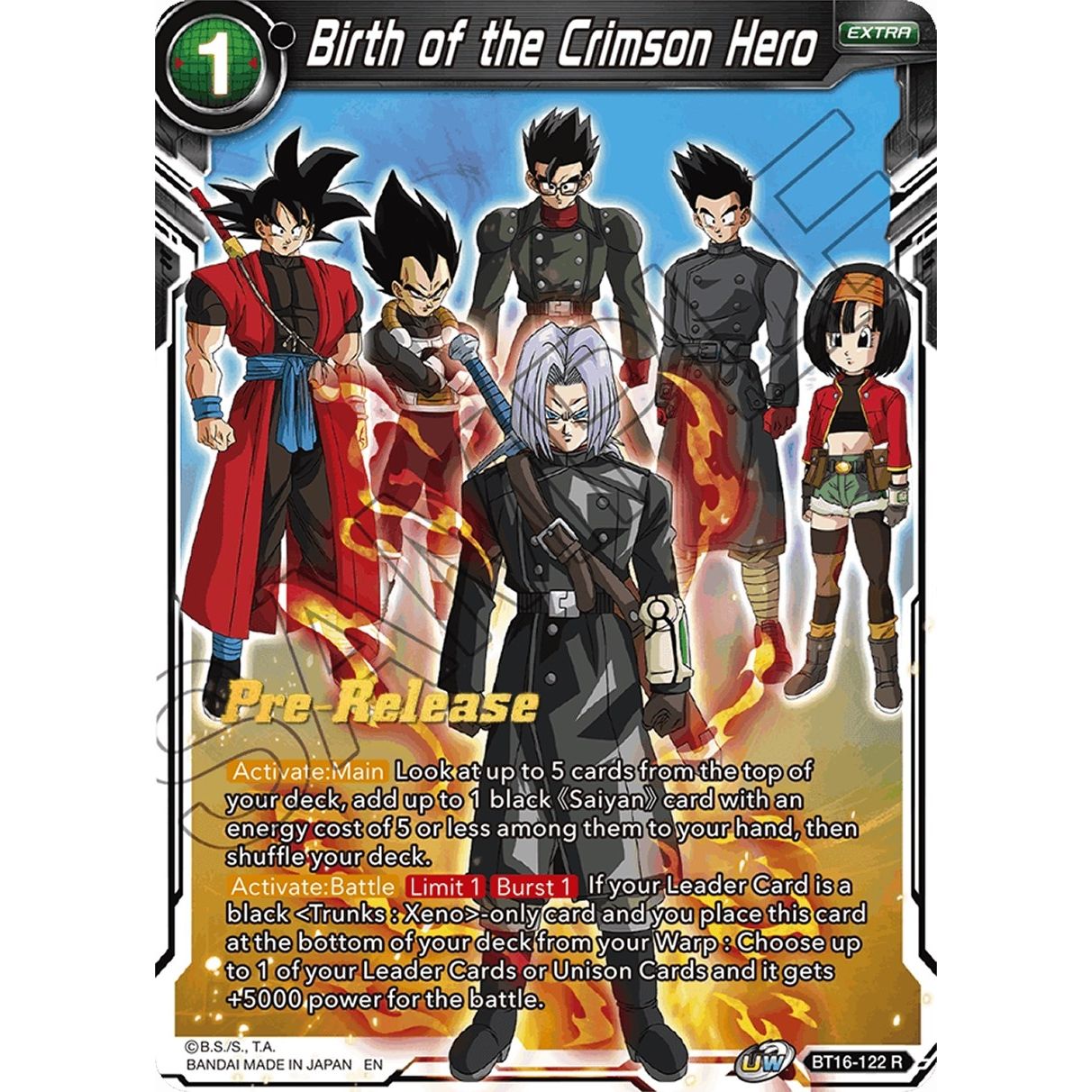 Image for Birth of the Crimson Hero (BT16-122) (DBS-B16PRE) - Dragon Ball Super: Masters