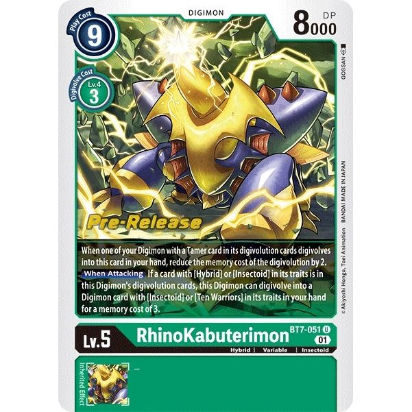 Image for Rhinokabuterimon (BT7-051 U) (BT07_PR) - Digimon Card Game