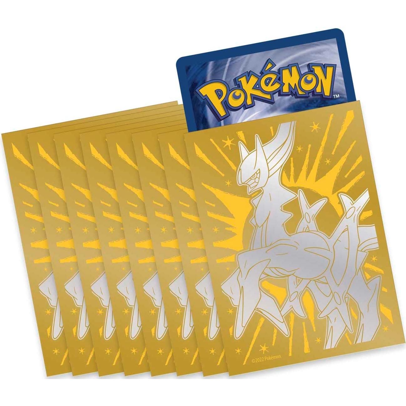Image for Pokemon TCG: Brilliant Stars Pokemon Center Exclusive Elite Trainer Box Card Sleeves - Gold Arceus (65 Pack) - Card Sleeves