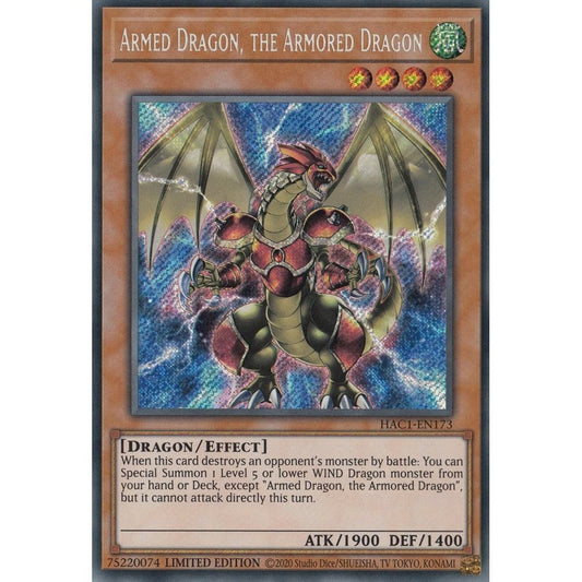 Image for Armed Dragon, the Armored Dragon (HAC1-EN173) (HAC1) - YuGiOh