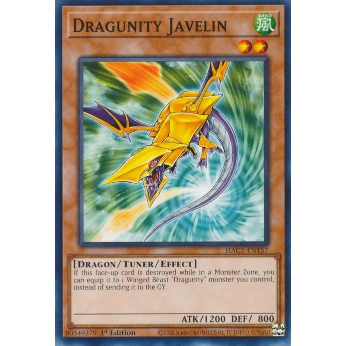 Image for Dragunity Javelin (HAC1-EN157) (HAC1) - YuGiOh