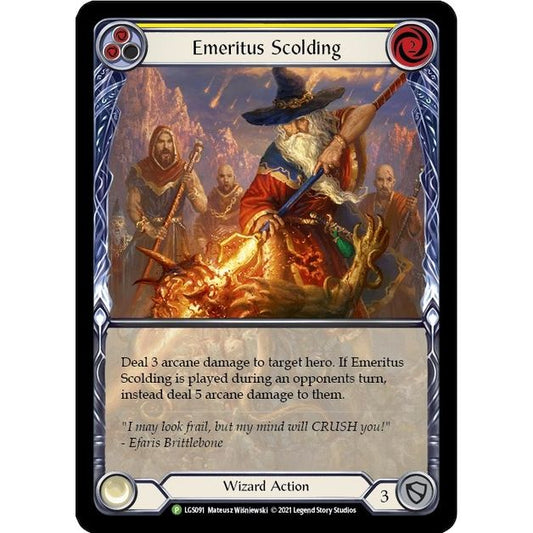 Image for Emeritus Scolding (Yellow) (Extended Art) - LGS091 (LGS091) (PR) - Flesh and Blood TCG
