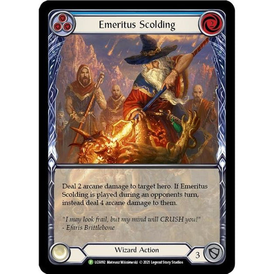 Image for Emeritus Scolding (Blue) (Extended Art) - LGS092 (LGS092) (PR) - Flesh and Blood TCG