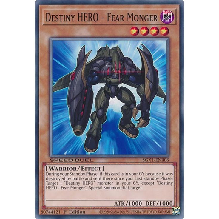 Image for Destiny HERO - Fear Monger (SGX1-ENB06) - YuGiOh