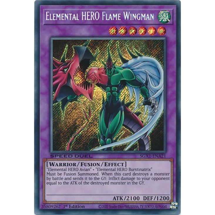 Image for Elemental HERO Flame Wingman (Secret Rare) (SGX1-ENA21) - YuGiOh