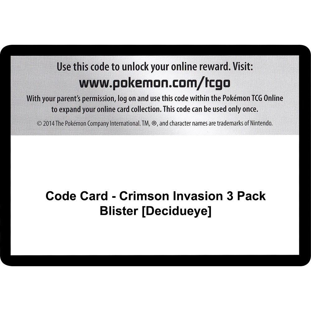 Image for Code Card - Crimson Invasion 3 Pack Blister [Decidueye] (SM04) - Pokemon