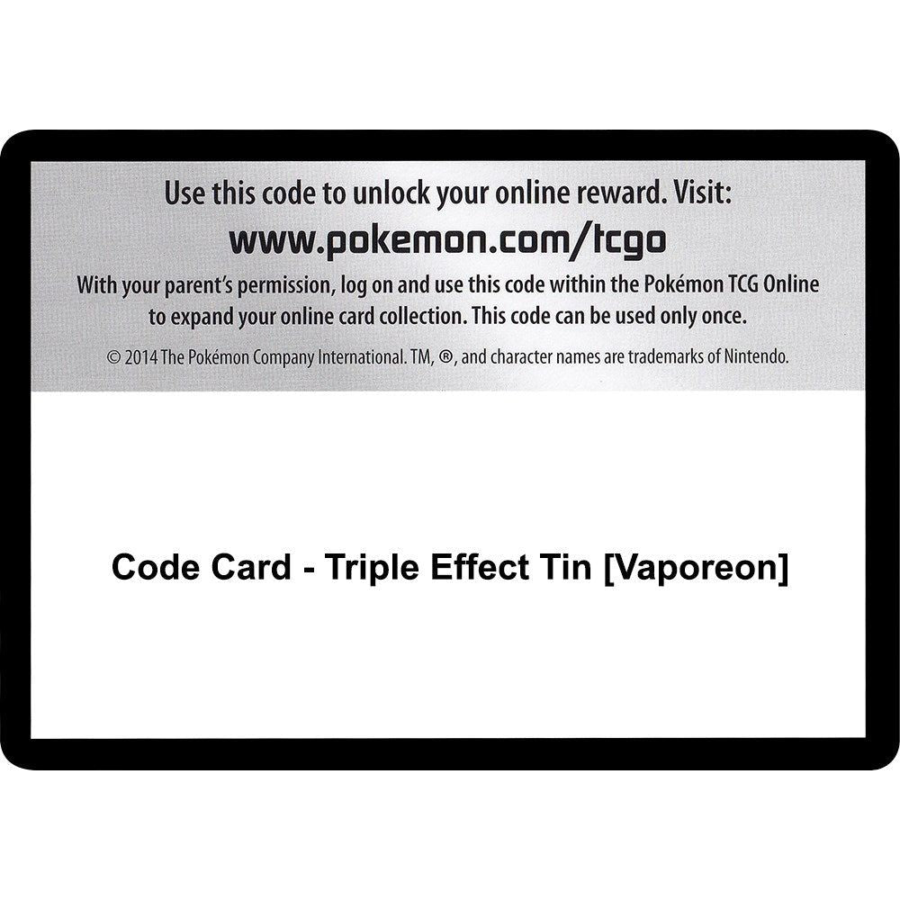 Image for Code Card - Triple Effect Tin [Vaporeon] (SM02) - Pokemon