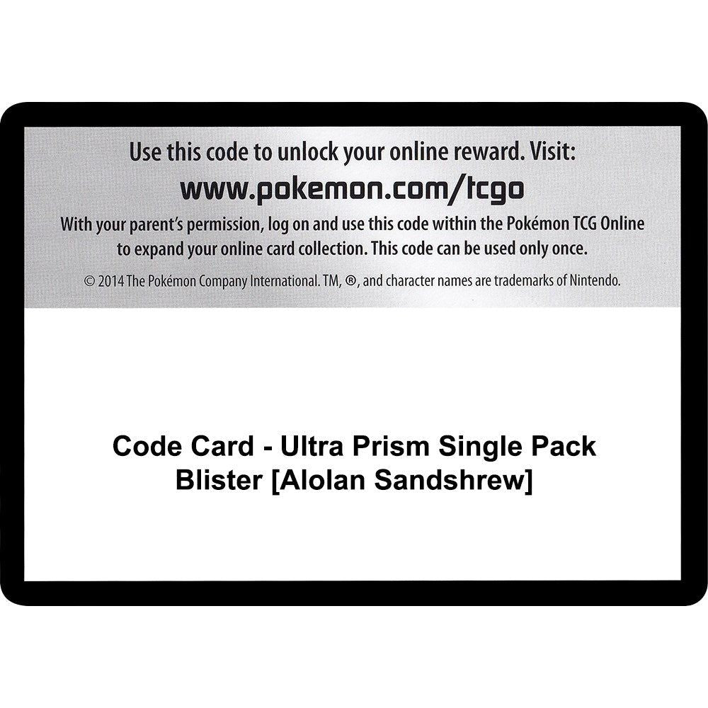 Image for Code Card - Ultra Prism Single Pack Blister [Alolan Sandshrew] (SM05) - Pokemon