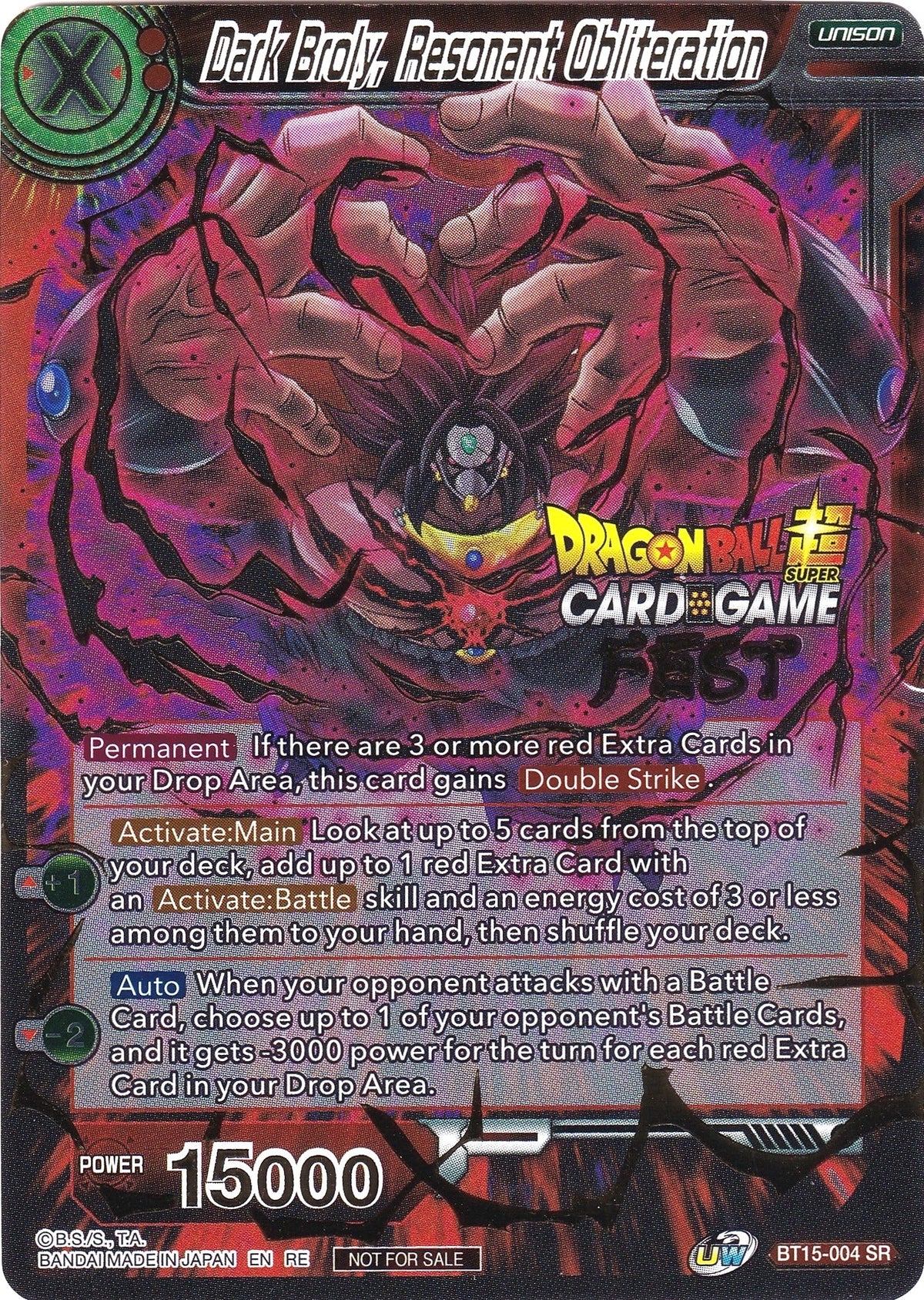 Image for Dark Broly, Resonant Obliteration (Card Game Fest 2022) (BT15-004) (TPR) - Dragon Ball Super: Masters