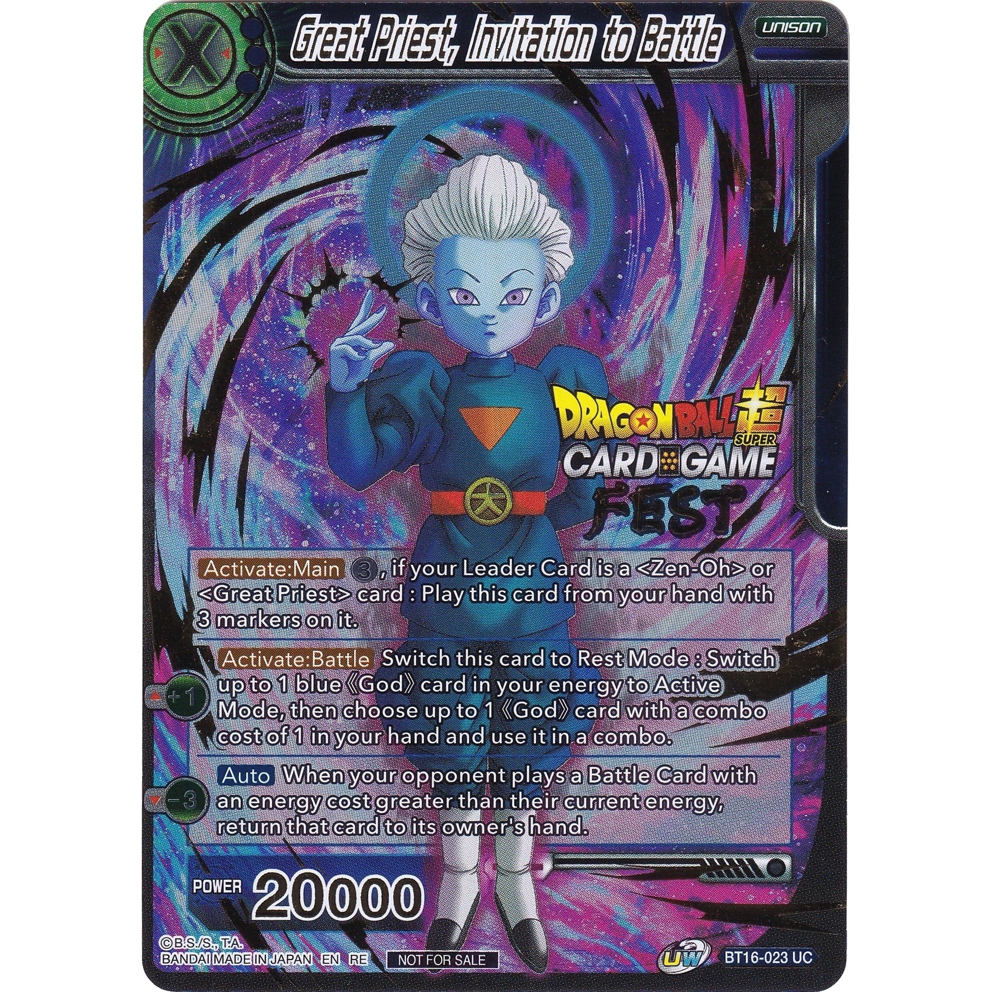 Image for Great Priest, Invitation to Battle (Card Game Fest 2022) (BT16-023) (TPR) - Dragon Ball Super: Masters