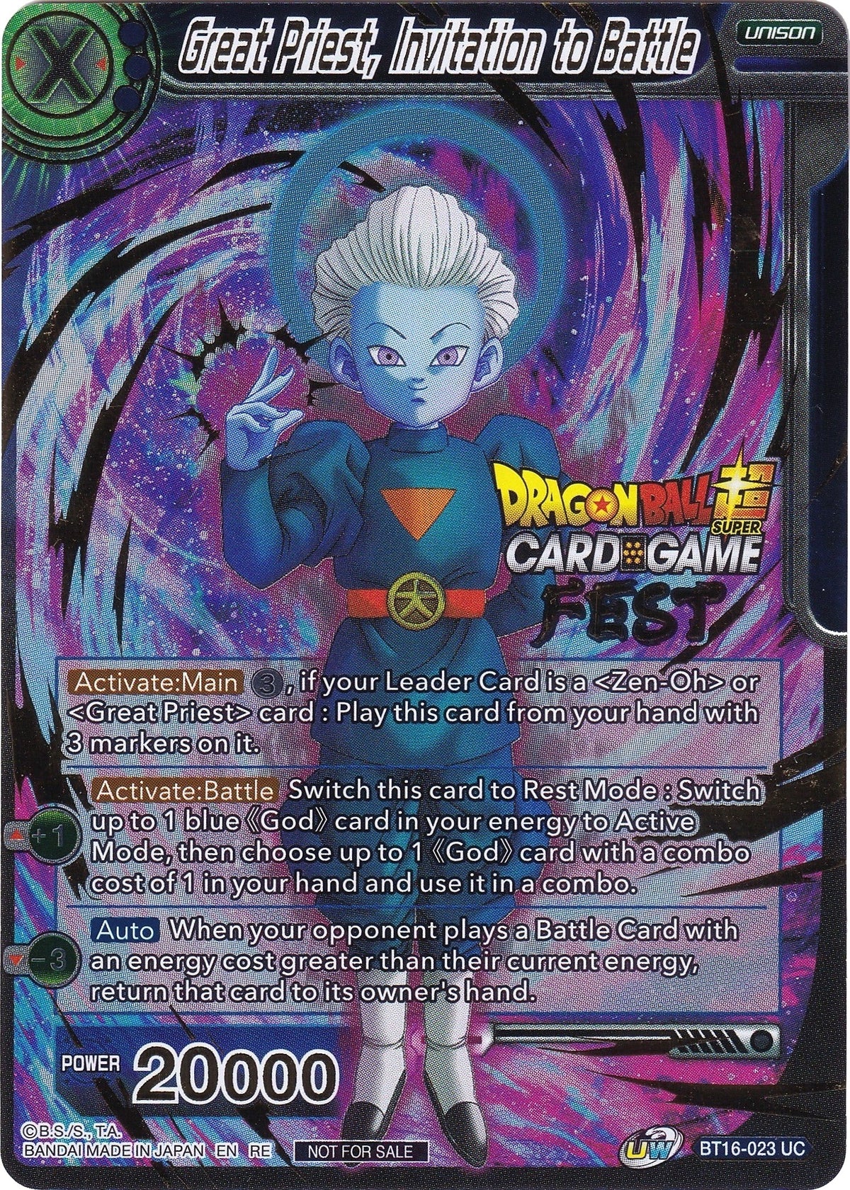 Image for Great Priest, Invitation to Battle (Card Game Fest 2022) (BT16-023) (TPR) - Dragon Ball Super: Masters