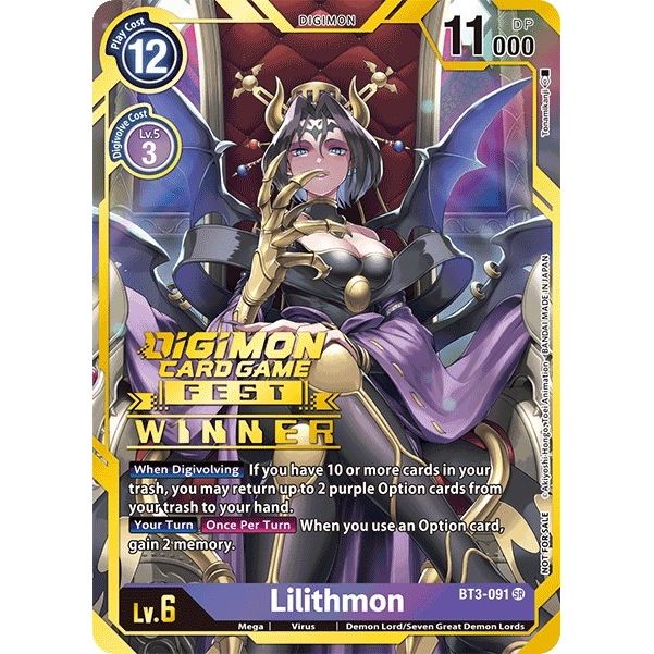 Image for Lilithmon (Digimon Card Game Fest 2022 Winner) (BT3-091 SR) (BT01-03A) - Digimon Card Game