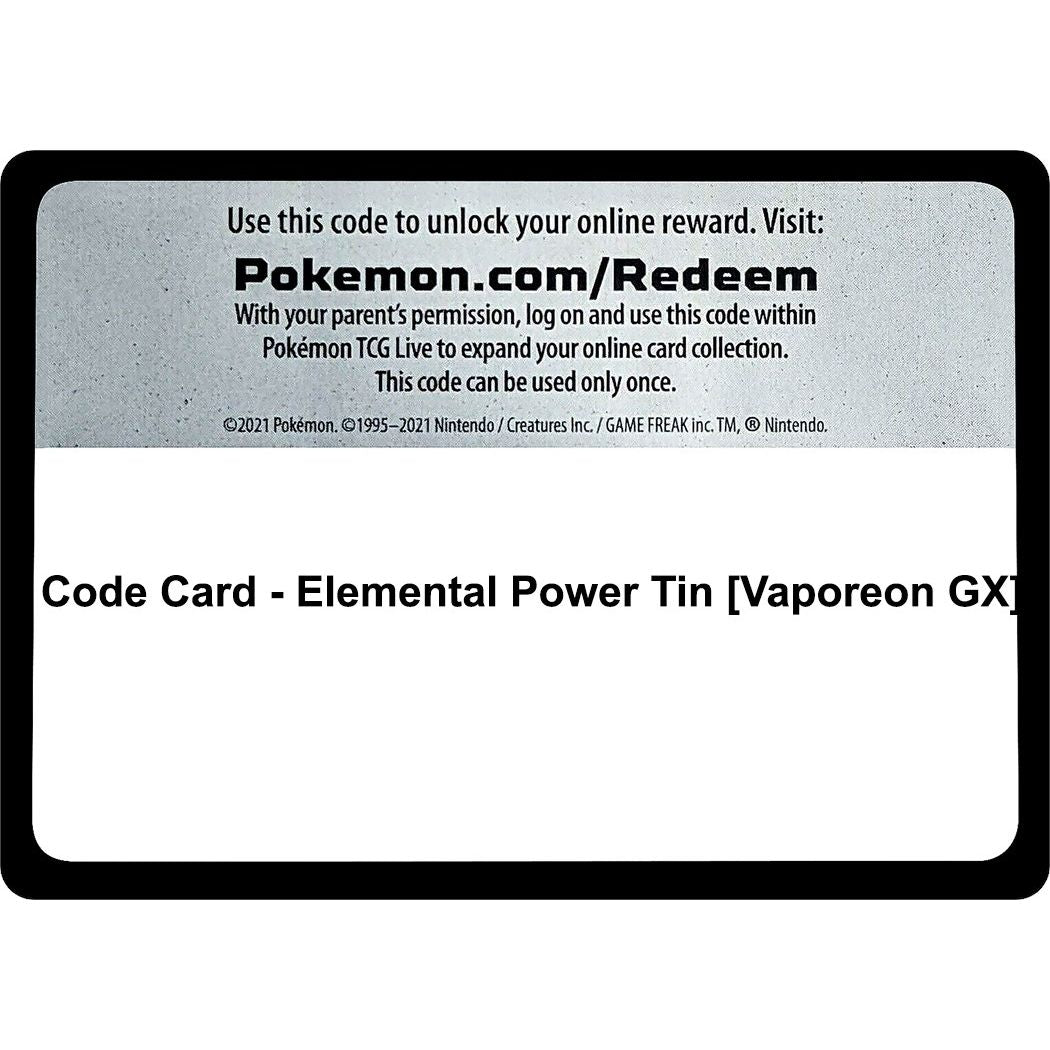 Image for Code Card - Elemental Power Tin [Vaporeon GX] (MCAP) - Pokemon