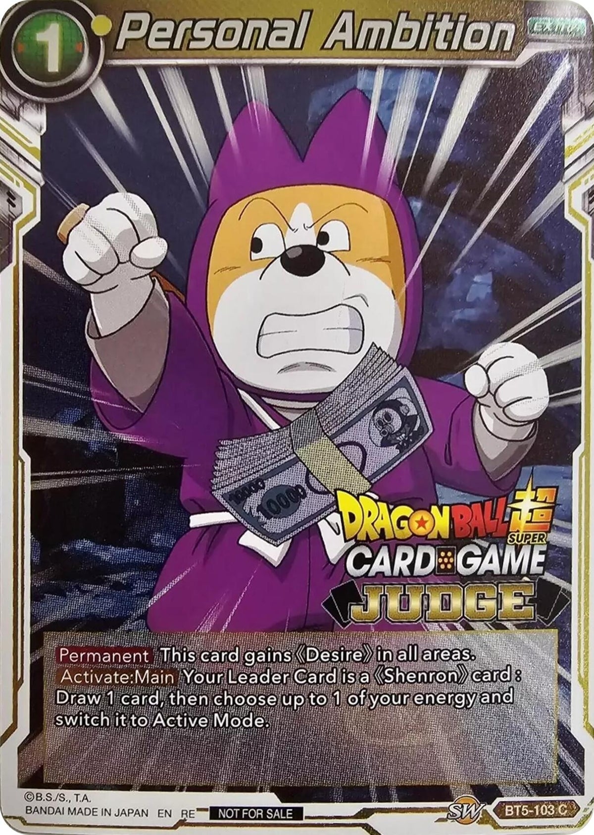 Image for Personal Ambition (Judge Pack Vol.11) (BT5-103) (TPR) - Dragon Ball Super: Masters