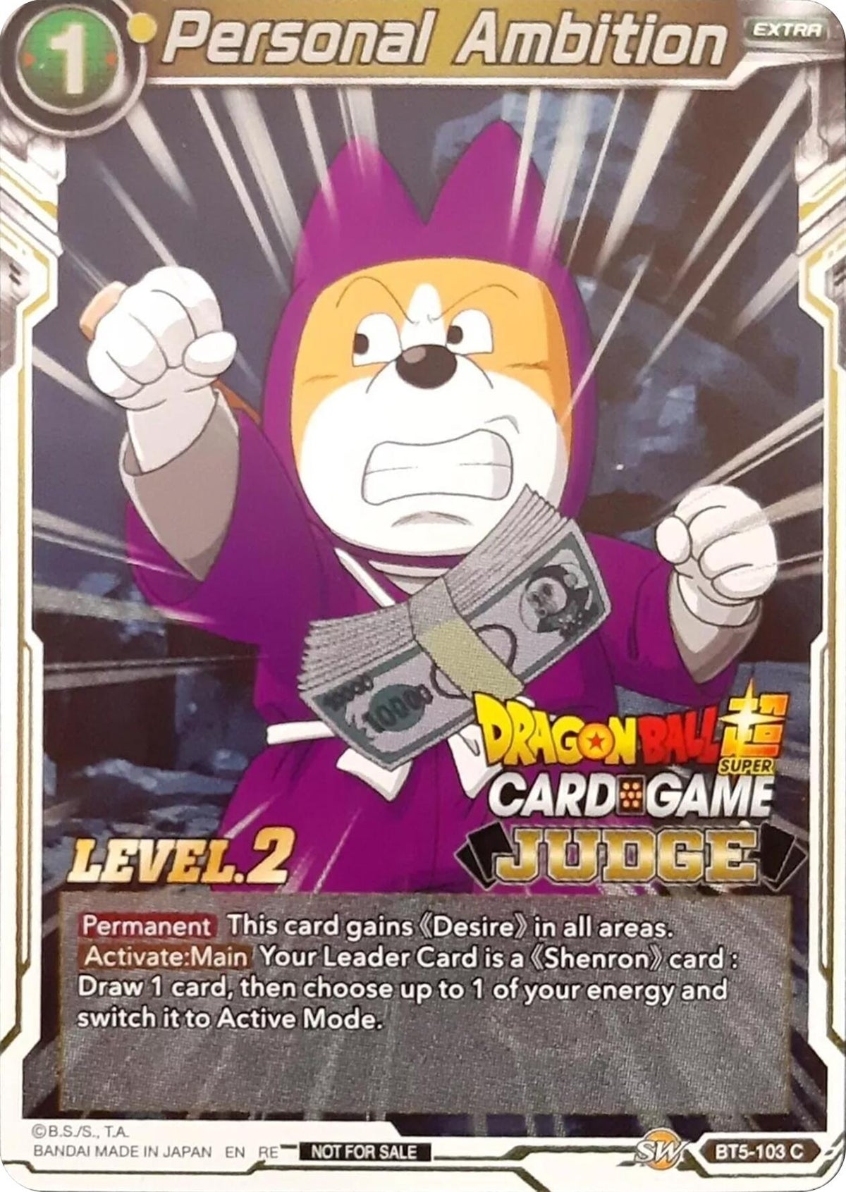 Image for Personal Ambition (Level 2) (Judge) (BT5-103) (TPR) - Dragon Ball Super: Masters