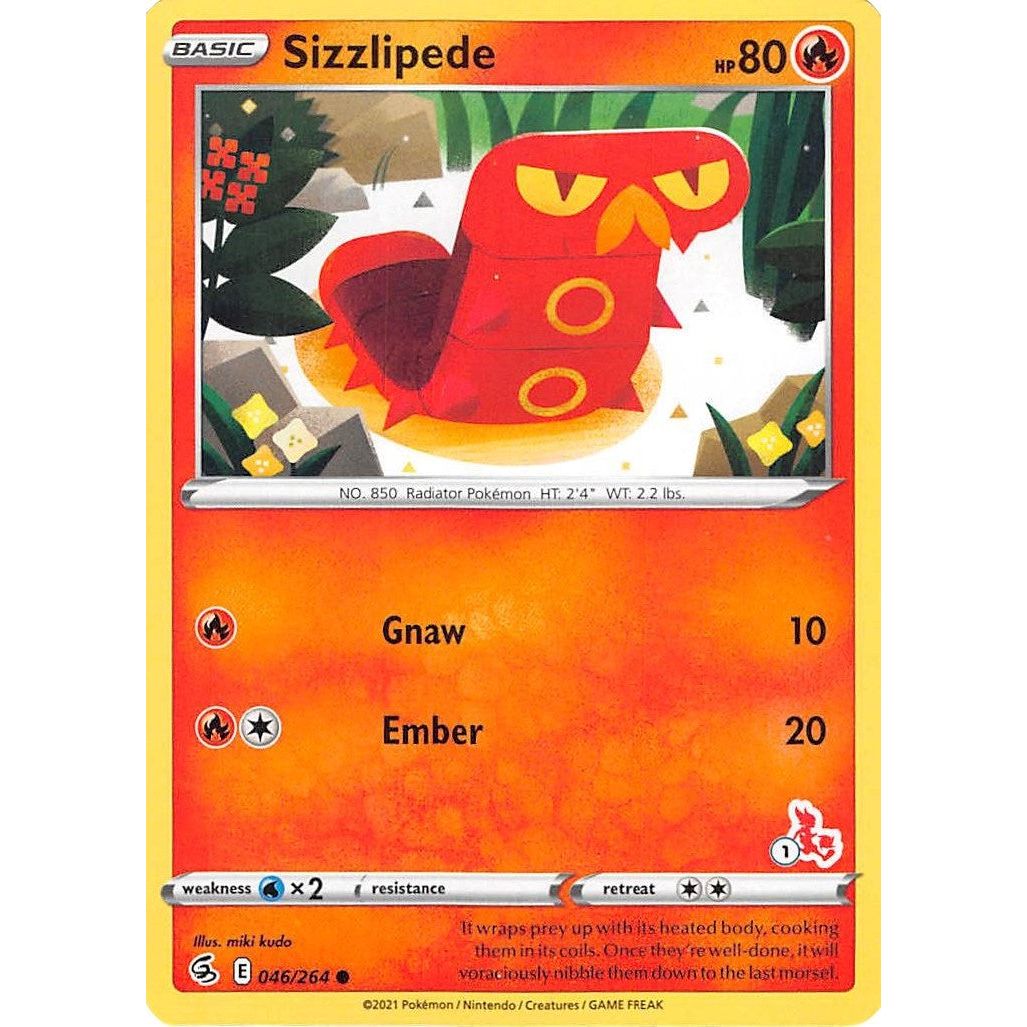 Image for Sizzlipede - 046/264 (#1 Cinderace Stamped) (046/264) (BA22) - Pokemon
