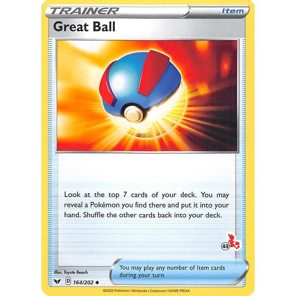 Image for Great Ball - 164/202 (#43 Cinderace Stamped) (164/202) (BA22) - Pokemon