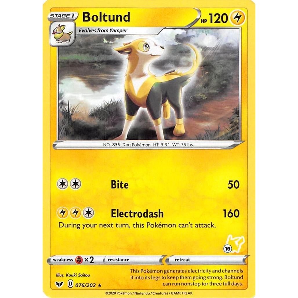 Image for Boltund - 076/202 (#16 Pikachu Stamped) (076/202) (BA22) - Pokemon