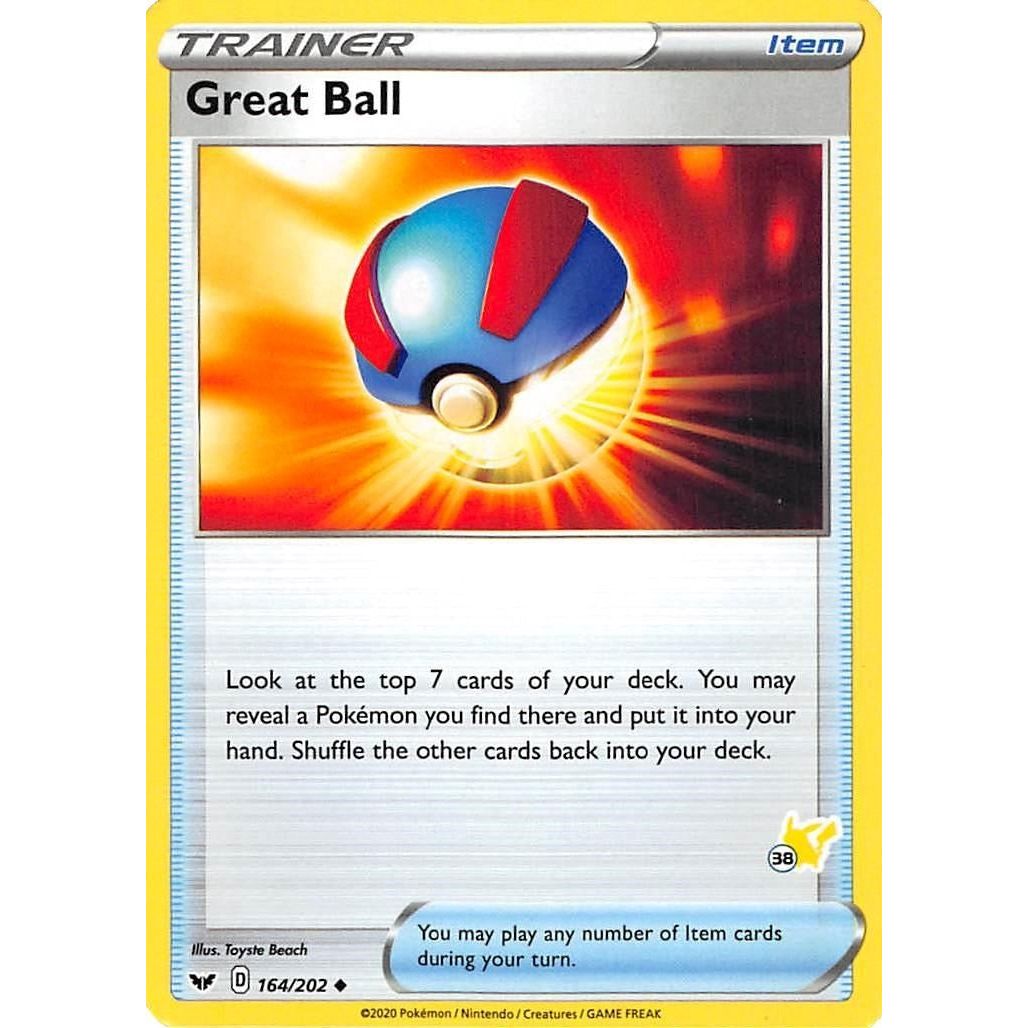 Image for Great Ball - 164/202 (#38 Pikachu Stamped) (164/202) (BA22) - Pokemon