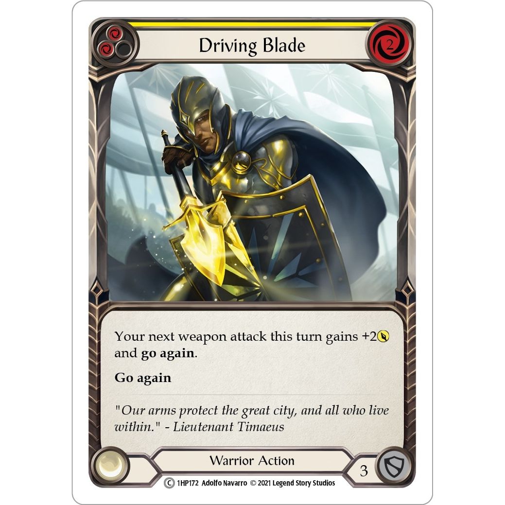 Image for Driving Blade (Yellow) (1HP172) (1HP) - Flesh and Blood TCG