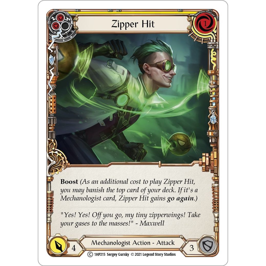 Image for Zipper Hit (Yellow) (1HP215) (1HP) - Flesh and Blood TCG