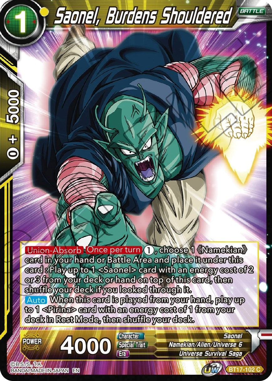 Image for Saonel, Burdens Shouldered (BT17-102) (DBS-B17) - Dragon Ball Super: Masters