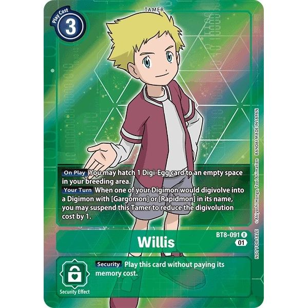 Image for Willis (Box Topper) (BT8-091 R) (BT08) - Digimon Card Game