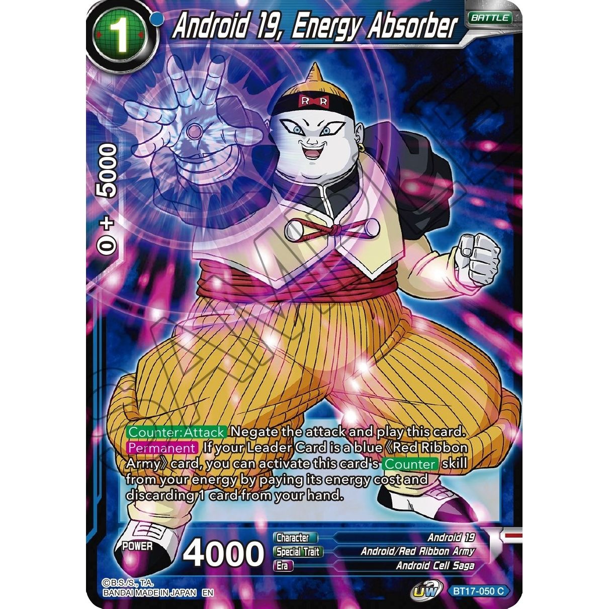 Image for Android 19, Energy Absorber (BT17-050) (DBS-B17) - Dragon Ball Super: Masters