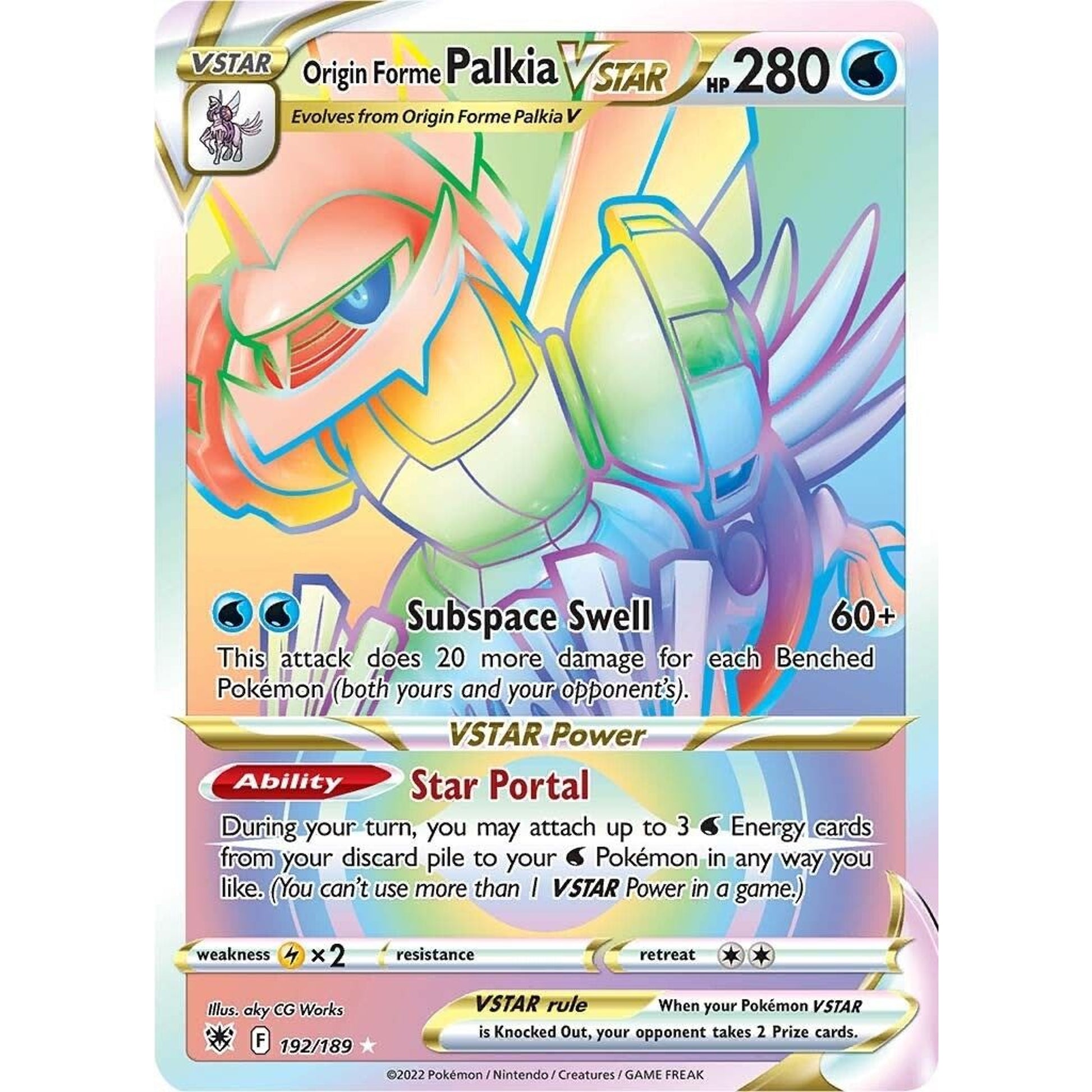 Image for Origin Forme Palkia VSTAR (Secret) (192) (192/189) (SWSH10) - Pokemon