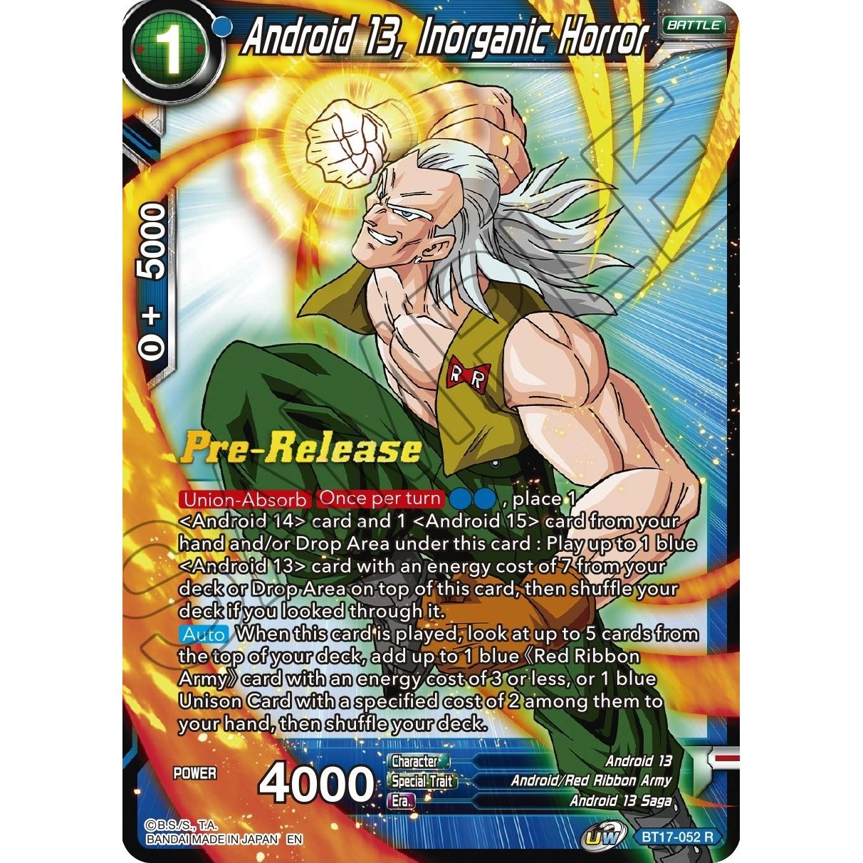 Image for Android 13, Inorganic Horror (BT17-052) (DBS-B17PRE) - Dragon Ball Super: Masters