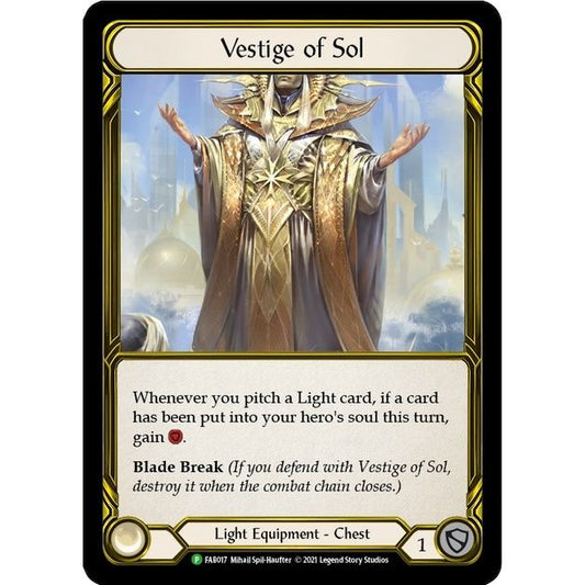 Image for Vestige of Sol (Golden) - FAB017 (FAB017) (PR) - Flesh and Blood TCG