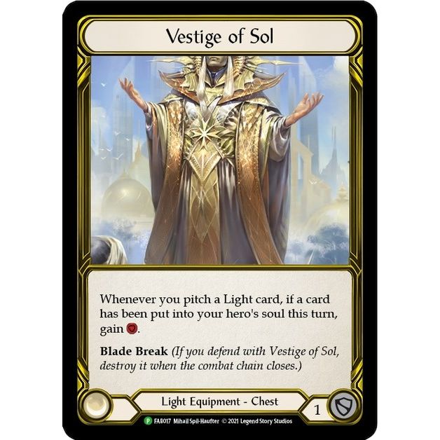 Image for Vestige of Sol (Golden) - FAB017 (FAB017) (PR) - Flesh and Blood TCG