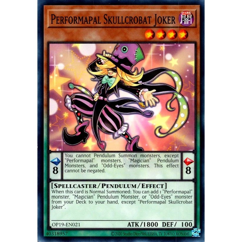 Image for Performapal Skullcrobat Joker (OP19-EN021) (OP19) - YuGiOh