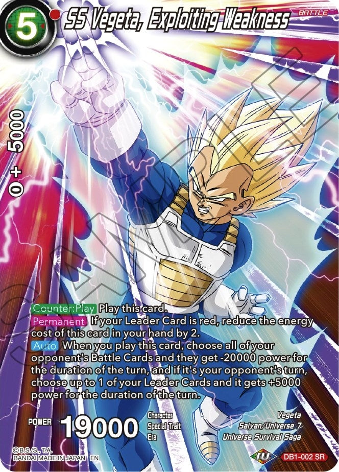 Image for SS Vegeta, Exploiting Weakness (DB1-002) (TS02) - Dragon Ball Super: Masters