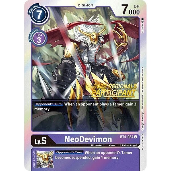 Image for NeoDevimon (2022 Championship Online Regional) [Online Participant] (BT4-084 C) (BT04) - Digimon Card Game