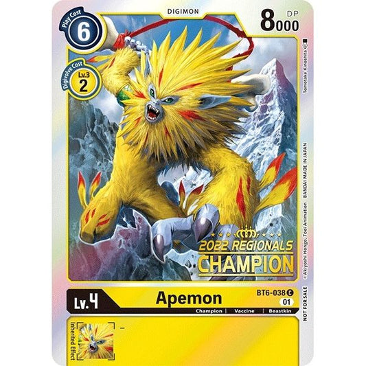 Image for Apemon (2022 Championship Online Regional) [Online Champion] (BT6-038 C) (BT06) - Digimon Card Game