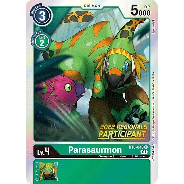 Image for Parasaurmon (2022 Championship Online Regional) [Online Participant] (BT6-048 C) (BT06) - Digimon Card Game