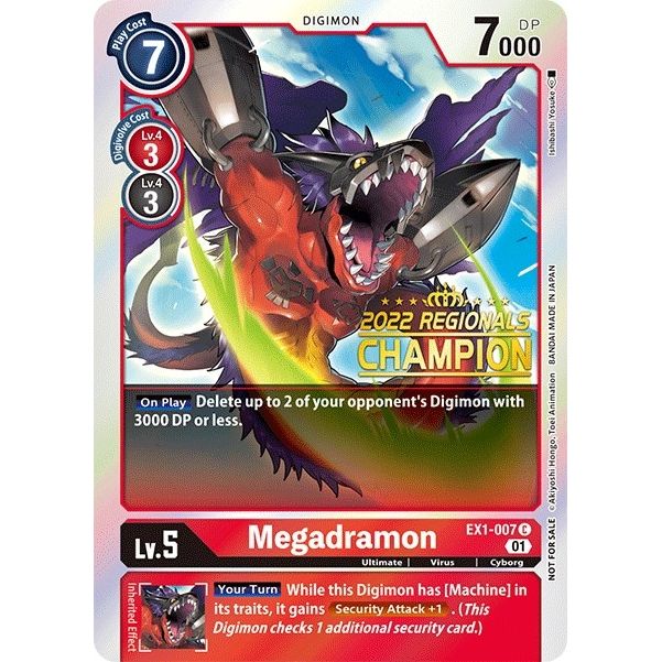 Image for Megadramon (2022 Championship Online Regional) [Online Champion] (EX1-007 C) (EX01) - Digimon Card Game
