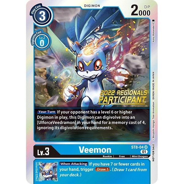 Image for Veemon (2022 Championship Online Regional) [Online Participant] (ST8-04 SR) (ST-8) - Digimon Card Game