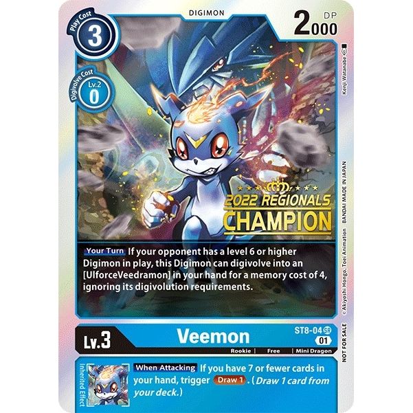 Image for Veemon (2022 Championship Online Regional) [Online Champion] (ST8-04 SR) (ST-8) - Digimon Card Game