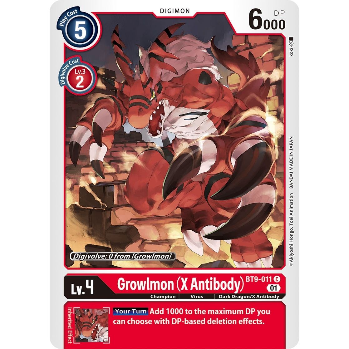 Image for Growlmon (X Antibody) (BT9-011 C) (BT09) - Digimon Card Game