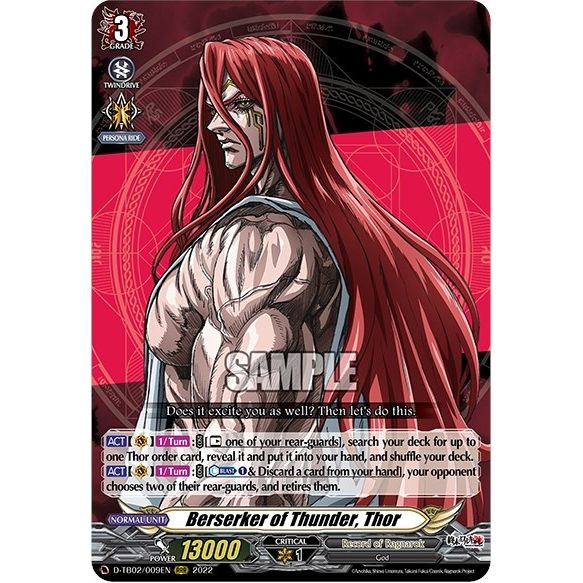 Image for Berserker of Thunder, Thor (D-TB02/009EN) (D-TB02) - Cardfight Vanguard