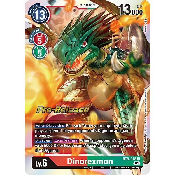 Image for Dinorexmon (BT9-018 R) (BT09_PR) - Digimon Card Game